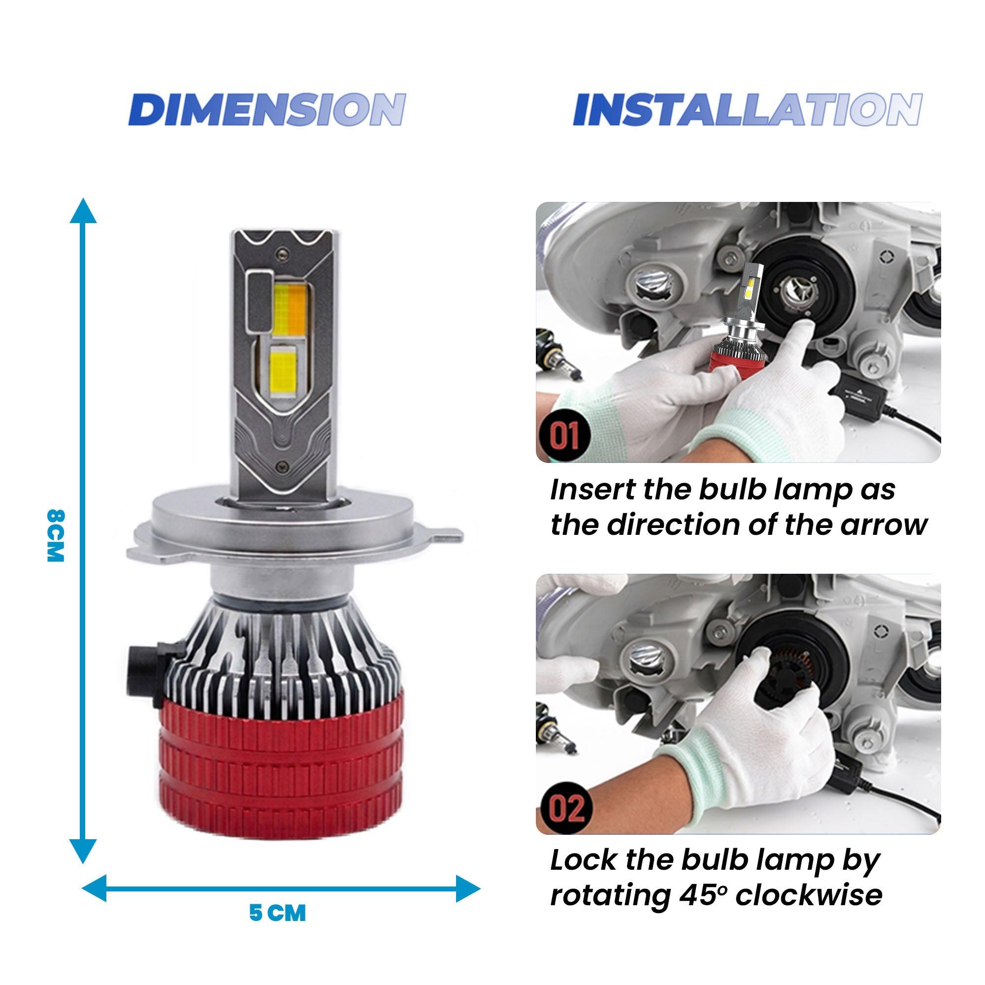 MOTO GENIUS 100W H4 LED Headlight Conversion Kit with Wireless Remote Control, 4 Lighting Modes, Waterproof Aluminum Housing, Ultra Bright Car & Motorcycle Headlights
