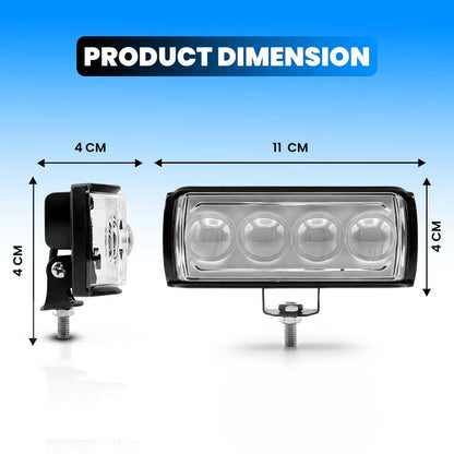 Universal 4-LED Motorcycle Fog Light Kit | 70W Dual Lens Projector Spotlight with Wired Switch | 12V-80V Waterproof Driving Lamps for Bikes (Pack of 2)