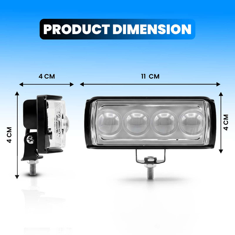 Universal 4-LED Motorcycle Fog Light Kit | 70W Dual Lens Projector Spotlight with Wired Switch | 12V-80V Waterproof Driving Lamps for Bikes (Pack of 2)
