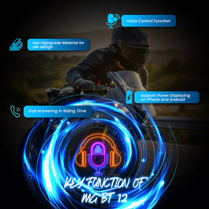 BT 12 Pro Motorcycle Helmet Intercom | Motoboy Bluetooth 5.1 | Noise Control | Long Battery Life | Waterproof Riding Communication System