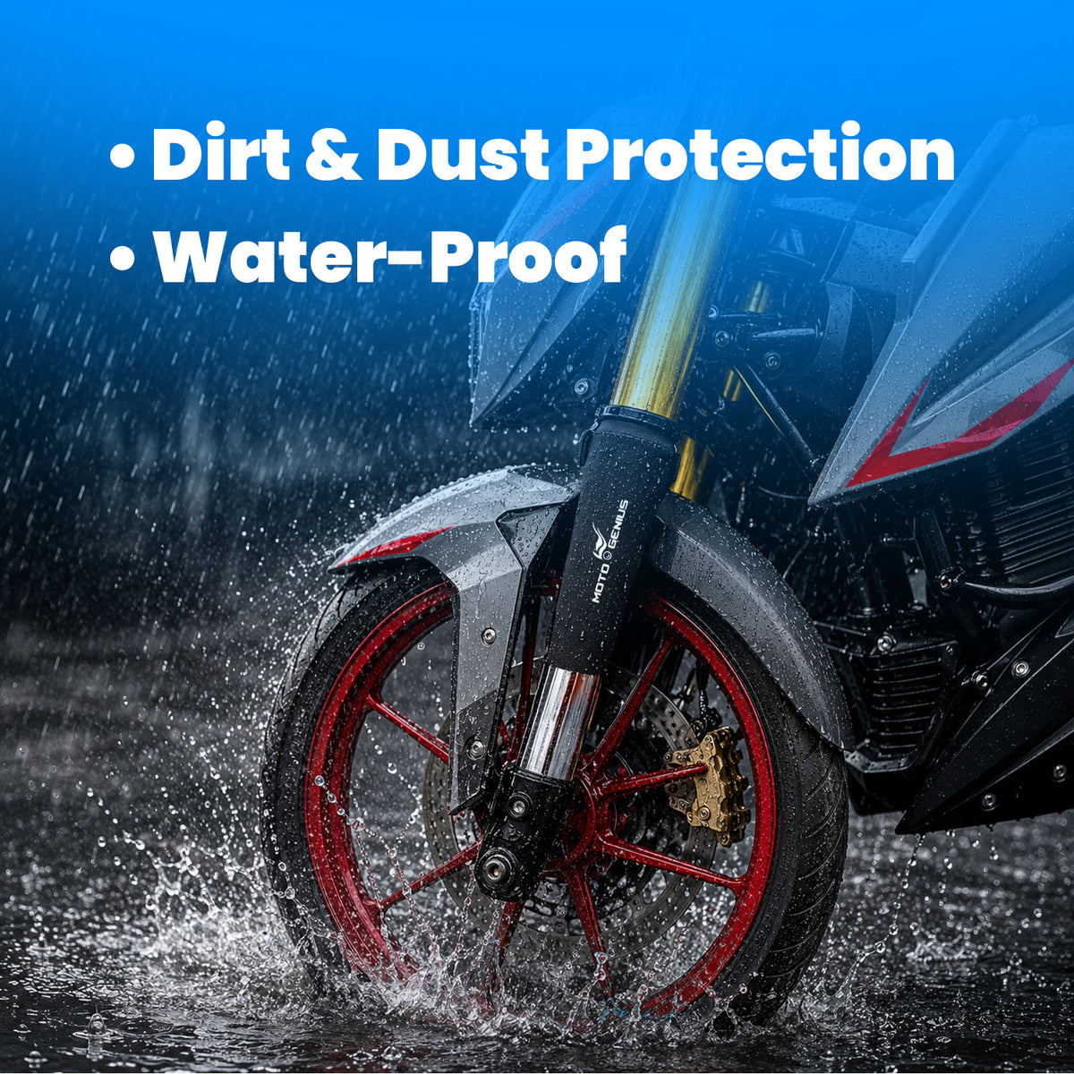 Front Fork Seal Covers | Black Waterproof Fabric, Dust & Dirt Protection for Fork Seal, UNIVERSAL FITTING