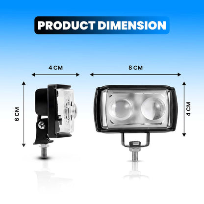 MOTO GENIUS Universal 50W Motorcycle LED Fog Light Kit | Dual Lens Projector Spotlight with Wired Switch | 12V-80V Waterproof Riding Lamps for Bikes(Pack of 2)