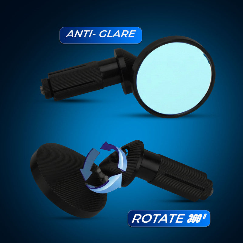 Bike Mini Bar End Mirror – CNC Anti-Glare Universal Short End Side Mirror for All Bikes