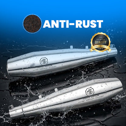 Venom Stainless Steel Dual Exhaust Silencer for Jawa Classic & Jawa 42 (Both Sides, Left + Right) | Premium Anti-Rust Performance Muffler Pair (Chrome Silver)