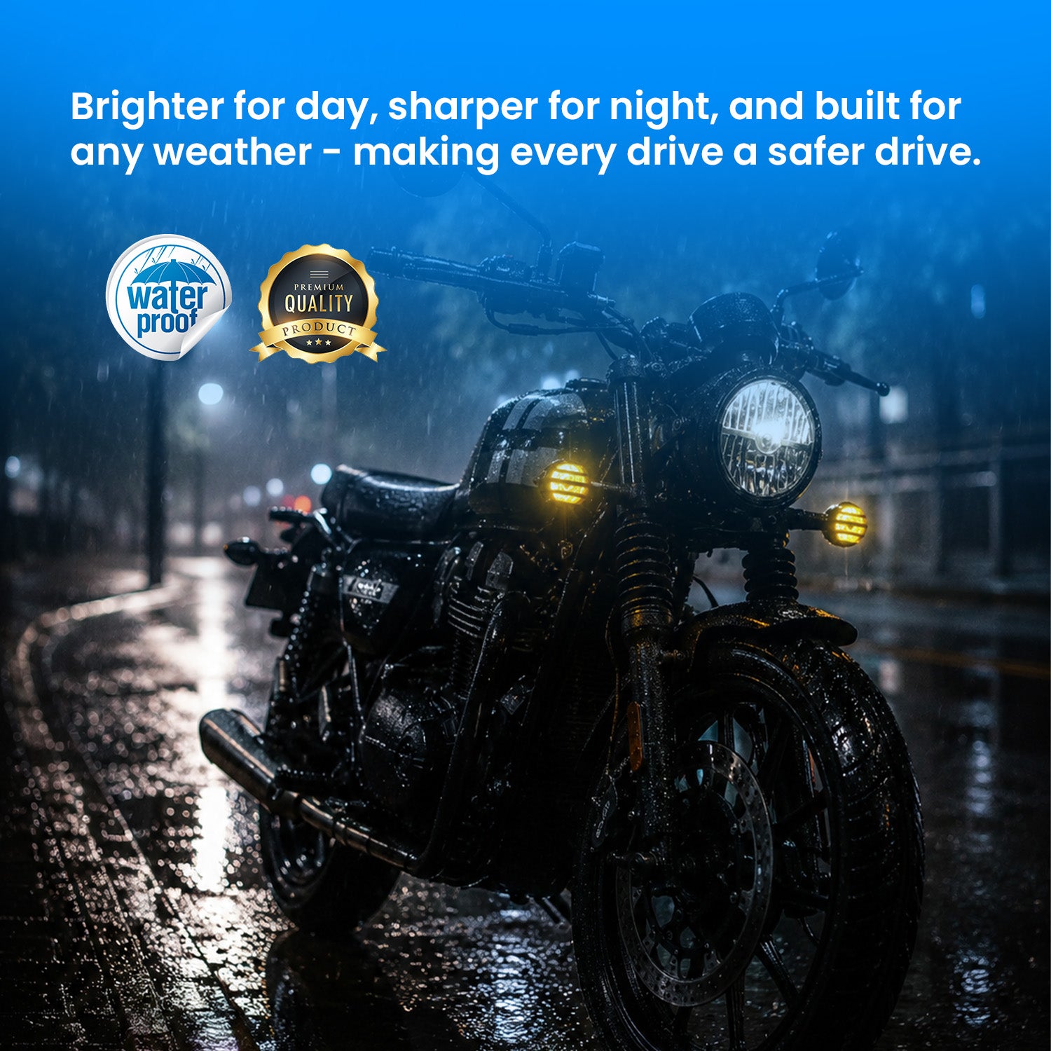 Waterproof LED Indicator Light for Bikes, High Brightness Universal Motorcycle Turn Signal Lamp with Jali/Grill Cover, Durable Plastic Body, Front/Rear Use(Pack of 2)