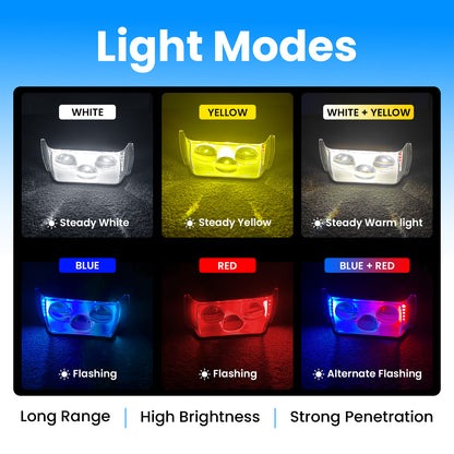 Universal 3-LED Motorcycle Fog Light Kit | 60W Dual Lens Projector Spotlight with Wired Switch | 12V-80V Waterproof Riding Lamps for Bikes (Pack of 2)