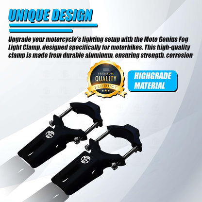 60MM Universal Fog Light Clamp for All Bikes | Durable Handlebar Mounting Solution (Pack of 2)-Black - Moto Genius