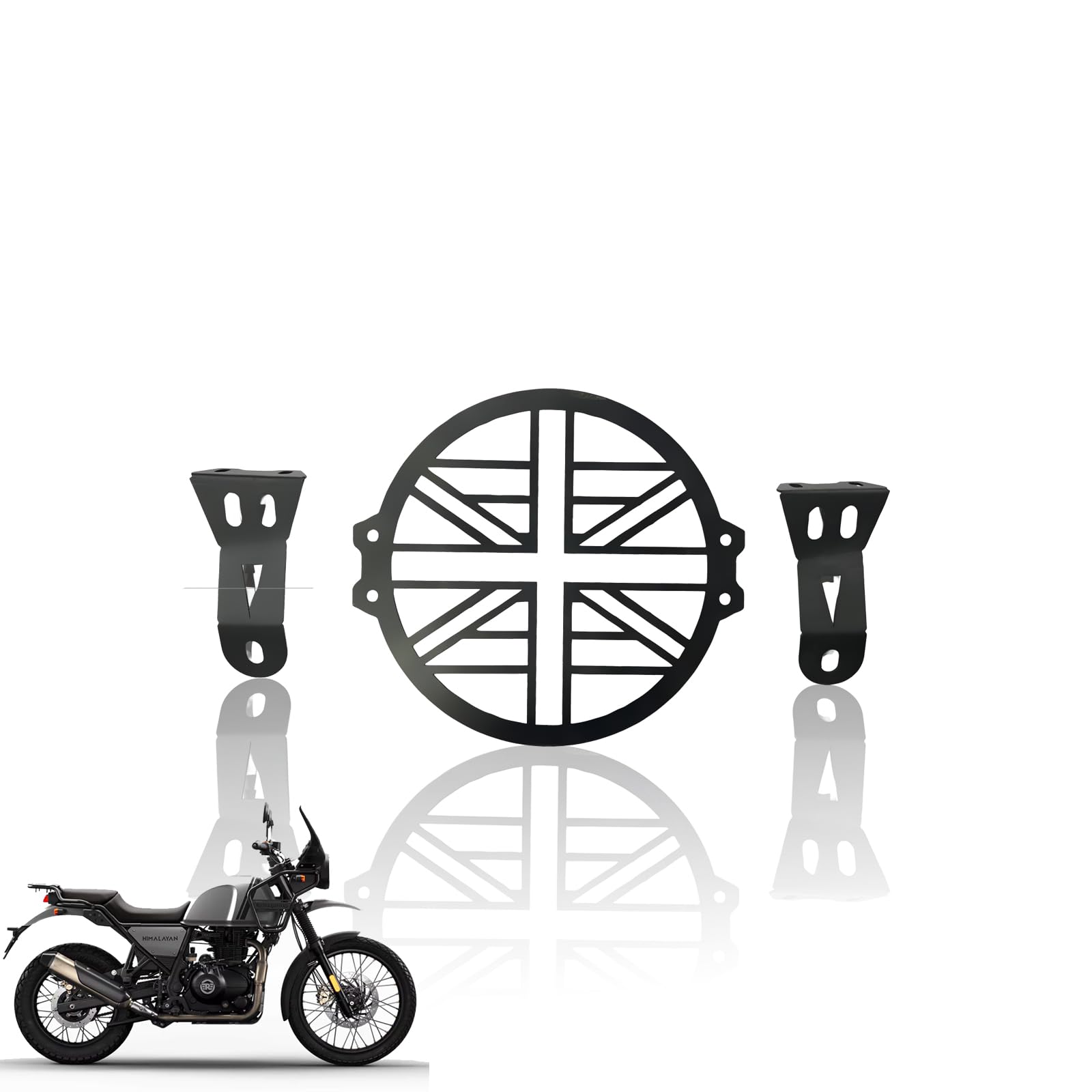 Front Headlight Grill Guard for RE Himalayan BS3/BS4/BS6/Scram Motorbike | Durable Metal Protective Head Light Frame Protector (Line Design)