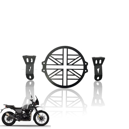 Front Headlight Grill Guard for RE Himalayan BS3/BS4/BS6/Scram Motorbike | Durable Metal Protective Head Light Frame Protector (Line Design)