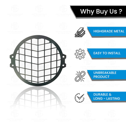 MOTO GENIUS Front Headlight Grill Guard for HUNTER | Durable Metal Protective Head Light Frame Protector (Check Grill)