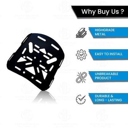 MOTO GENIUS Universal Top Base Plate for Luggage Rack | Carrier Top Base Plate for All Bike | Durable Metal Construction