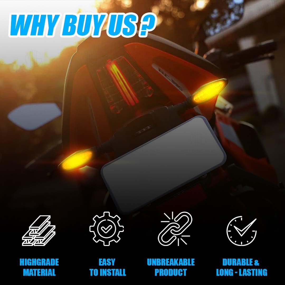 MOTO GENIUS KTM Waterproof Flexible Unbreakable Premium Silicone Rubber LED Indicator Light | High Brightness Universal Fit for All Bikes (4 Pieces)