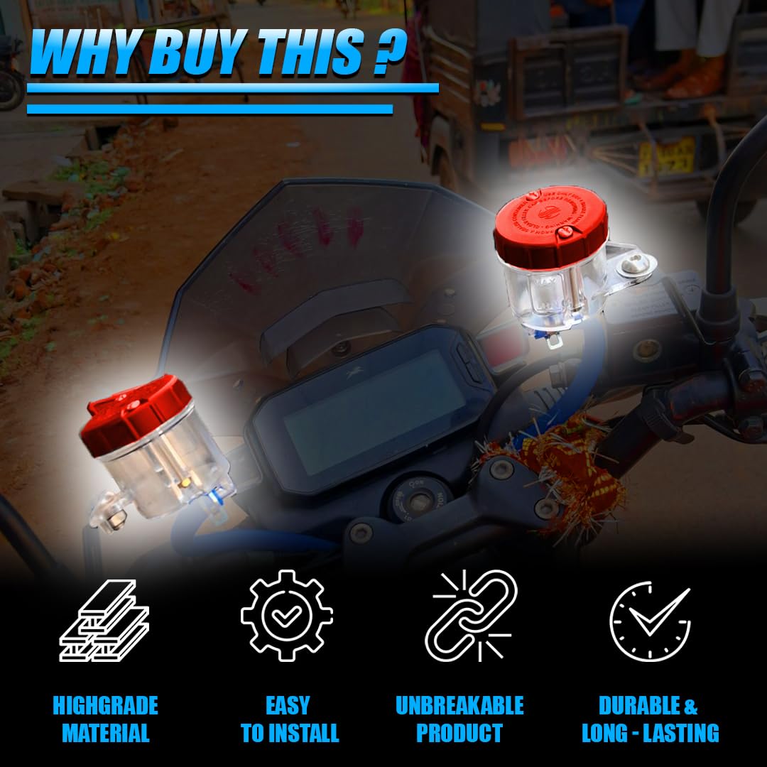 MOTO GENIUS Universal Motorcycle Front Brake Clutch Fluid Reservoir Tank | Durable Plastic Master Cylinder Oil Cup for Hydraulic Brake and Clutch Systems