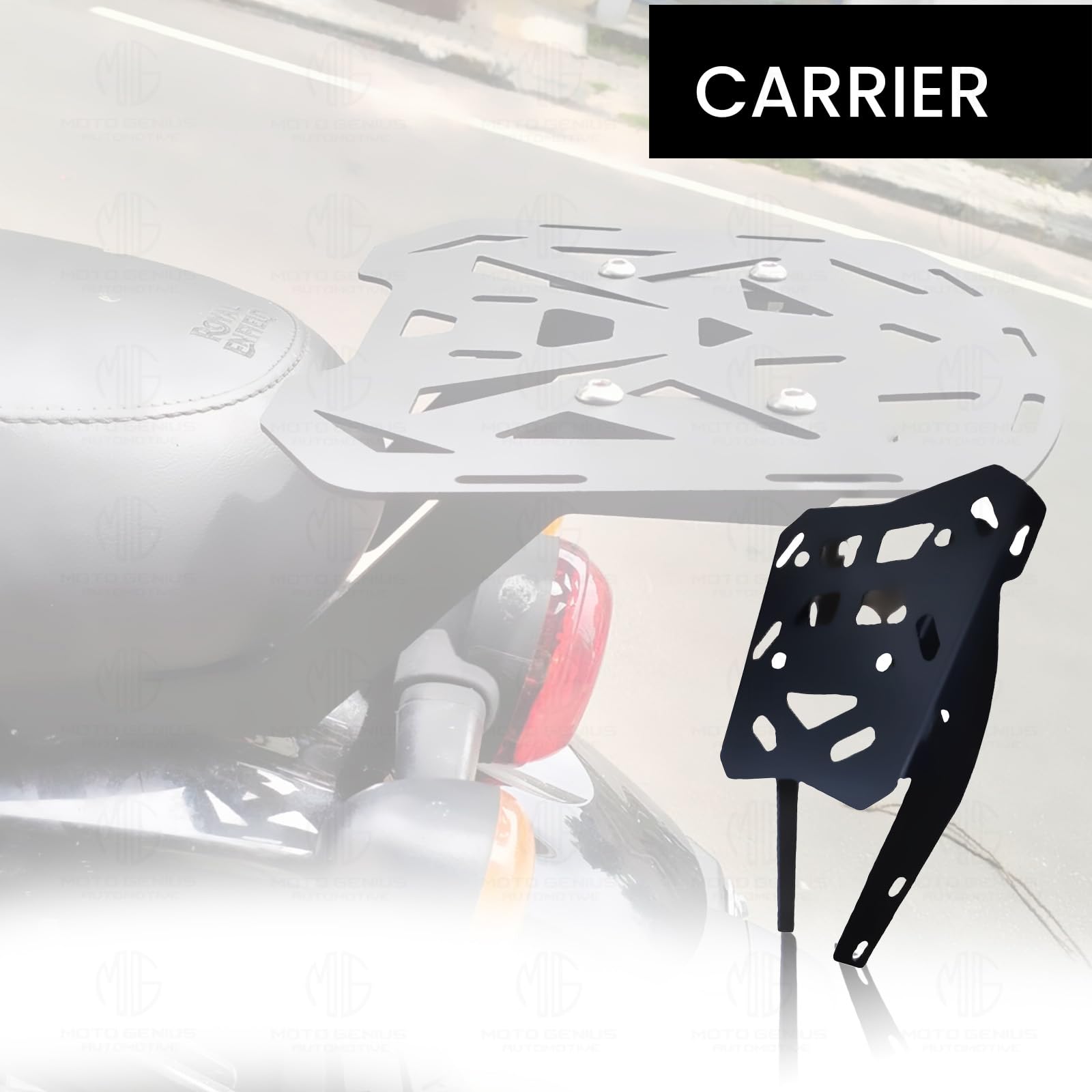 MOTO GENIUS Rear Luggage Rack for RE Reborn | Durable Expedition Luggage Carrier | Heavy-Duty Rear Rack for Reborn
