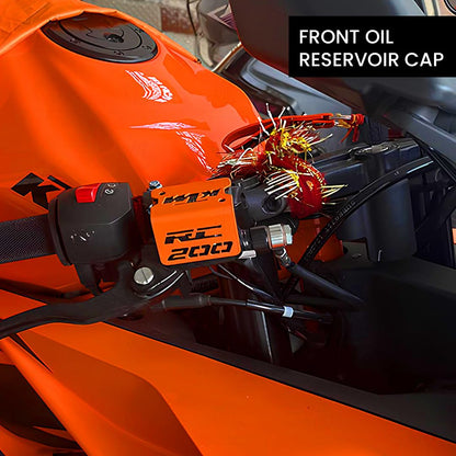 MOTO GENIUS Stainless Steel Front Disc Brake Fluid Reservoir Oil Cap for KTM RC 200 Motorbike Replacement for Enhanced Durability and Performance