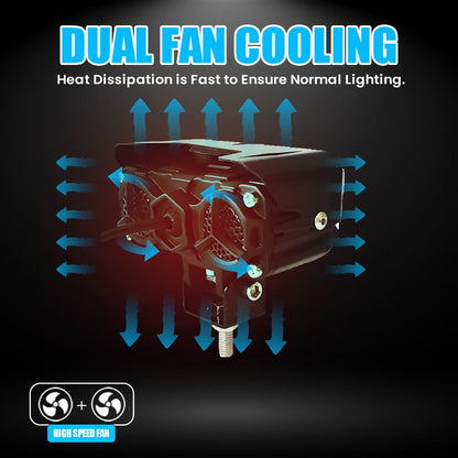 MOTO GENIUS Super Bright 3 LED Fog Light | Dual Mode & Changing Light, High/Low Beam, Aluminum Body, Universal Fit for Motorcycle & Car