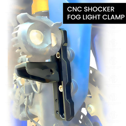 MOTO GENIUS CNC Aluminum Shocker Fog Light Clamp for All Bikes | Durable Handlebar Mounting Solution (Set of 2)