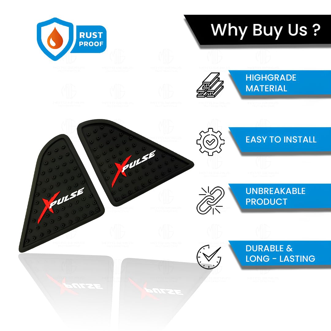 MOTO GENIUS Silicone Tank Pads for Xpulse Motorbikes | Premium Tank Protection Pads | Anti-Slip and Scratch-Resistant Design | Stylish and Durable (Pack of 2)