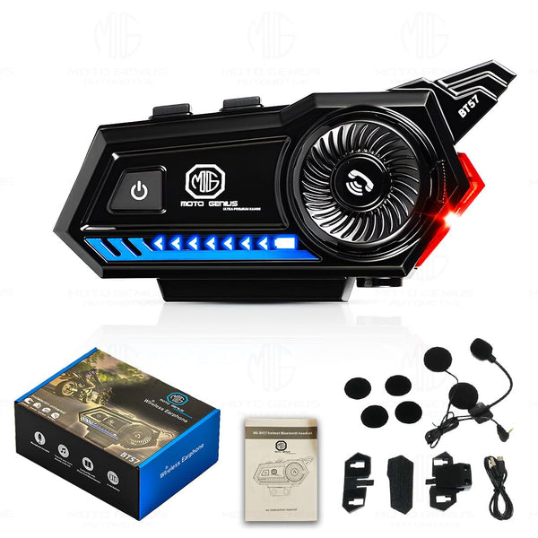 BT-57 Motorcycle Helmet Bluetooth 5.3 Headset, Hands-Free Calling, Stereo Sound, Noise Reduction, Waterproof, Siri Command Support, Auto Answer Function, Includes Charging Cable