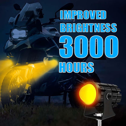MOTO GENIUS 18W LED Projector Fog Light for Motorcycle | Dual Color & | Headlight Spotlight with Lens | Universal Fit Motorbike Lighting System