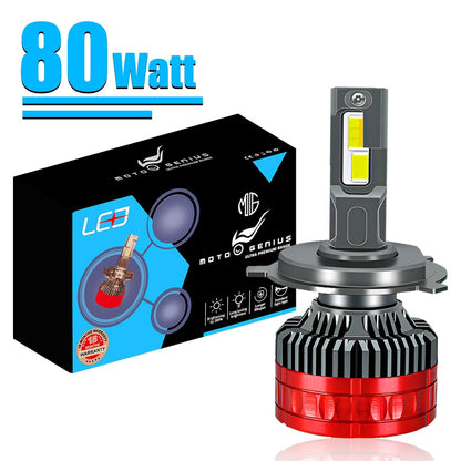 MOTO GENIUS Super Bright 80W Conversion Kit for Car & Motorbike, Waterproof Steel & Aluminium Design, High Performance, Energy Efficient(H4)