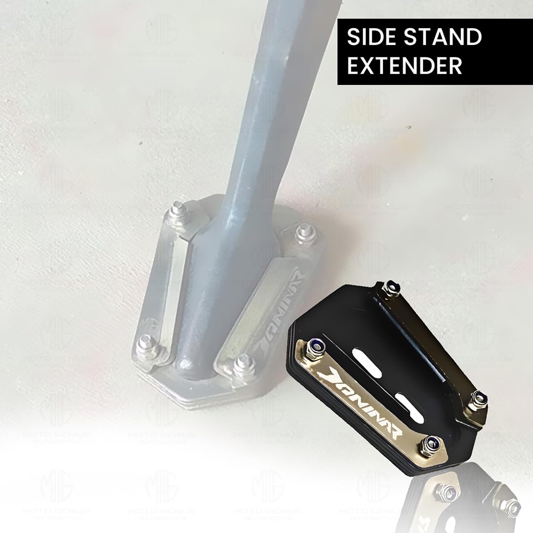 MOTO GENIUS Side Stand Extender for Dominar 250 & 400 | Heavy Duty Parking Support and Stability Enhancer (Black)