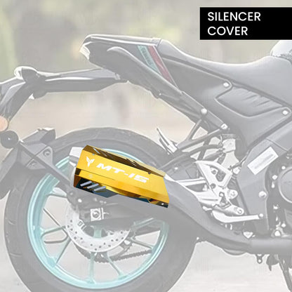 MOTO GENIUS Stainless Steel Exhaust Cover Silencer Protector for MT 15 | Premium Exhaust Heat Shield Protector for Enhanced Durability and Style | Easy Installation ()
