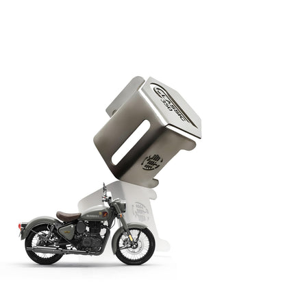 MOTO GENIUS Reborn Stainless Steel Rear Brake Oil Container Guard – Durable Protection & Stylish Design for Motorcycles ()