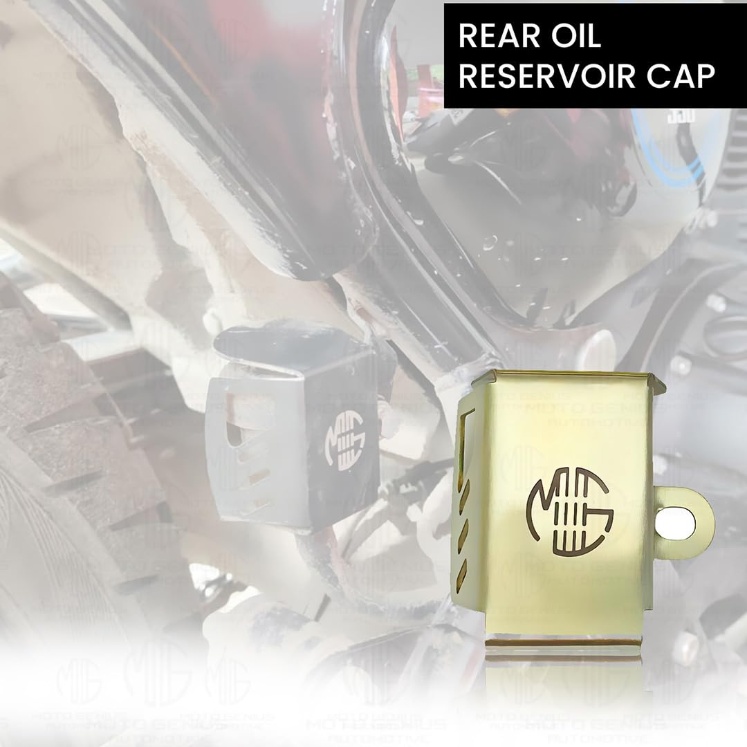 MOTO GENIUS Stainless Steel Rear Brake Oil Container Guard for JAWA 42, Perak and Bobber | Durable Protection & Stylish Design for Motorcycles (Silver)