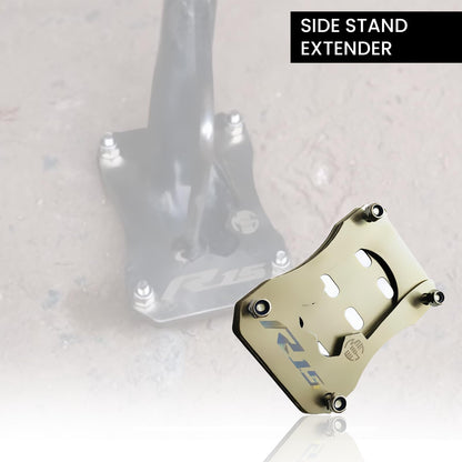 MOTO GENIUS Stainless Steel Side Stand Extender for R15 V4 | Heavy Duty Parking Support and Stability Enhancer