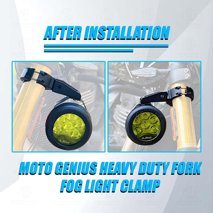 MOTO GENIUS Universal Big Fog Light Mount | Durable Clamps for Off-Road Lights, Driving Lights & More, 62 MM (Pack of 2)