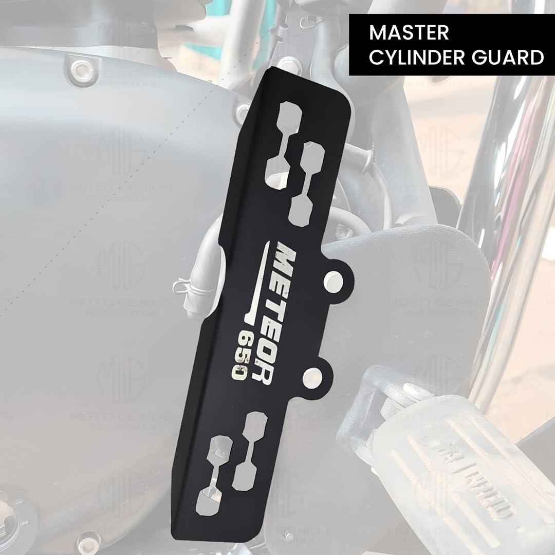 MOTO GENIUS Master Cylinder Guard for RE Super Meteor 650 Motorbike | Heavy-Duty, Impact-Resistant Protection for Motorcycle Brake Systems |Durable Metal Construction (Rectangle Shape)