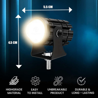 MOTO GENIUS 18W LED Projector Fog Light for Motorcycle | Dual Color & | Headlight Spotlight with Lens | Universal Fit Motorbike Lighting System