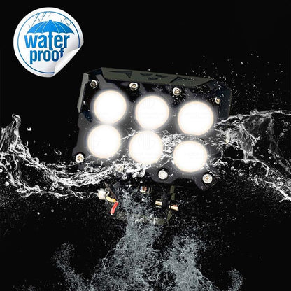 MOTO GENIUS Super Bright 6 LED Fog Light | Dual Mode and , Aluminium Body, Universal Fit for Motorcycle & Car, Waterproof (Pack of 2)