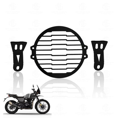 MOTO GENIUS Front Headlight Grill Guard for RE Himalayan BS3/BS4/BS6/Scram Motorbike | Durable Metal Protective Head Light Frame Protector (Plus Design Grill)