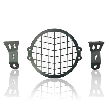MOTO GENIUS Front Headlight Grill Guard for HUNTER | Durable Metal Protective Head Light Frame Protector (Check Grill)