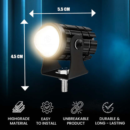 MOTO GENIUS 18W LED Motorcycle Fog Light with Switch – Dual Color & | Projector Headlight with Lens | Waterproof Spotlight Lamp | Universal Fit for Bikes & Scooters (Pack of 2)