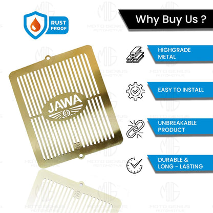 MOTO GENIUS Radiator Guard for JAWA 42 | Durable Stainless Steel Protector |Essential Accessory for Motorcycle Radiator Protection