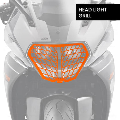 MOTO GENIUS Front Headlight Grill Guard for KTM RC | Durable Metal Protective Head Light Frame Protector | Compatible with RC 125/200/250/390 (Orange)