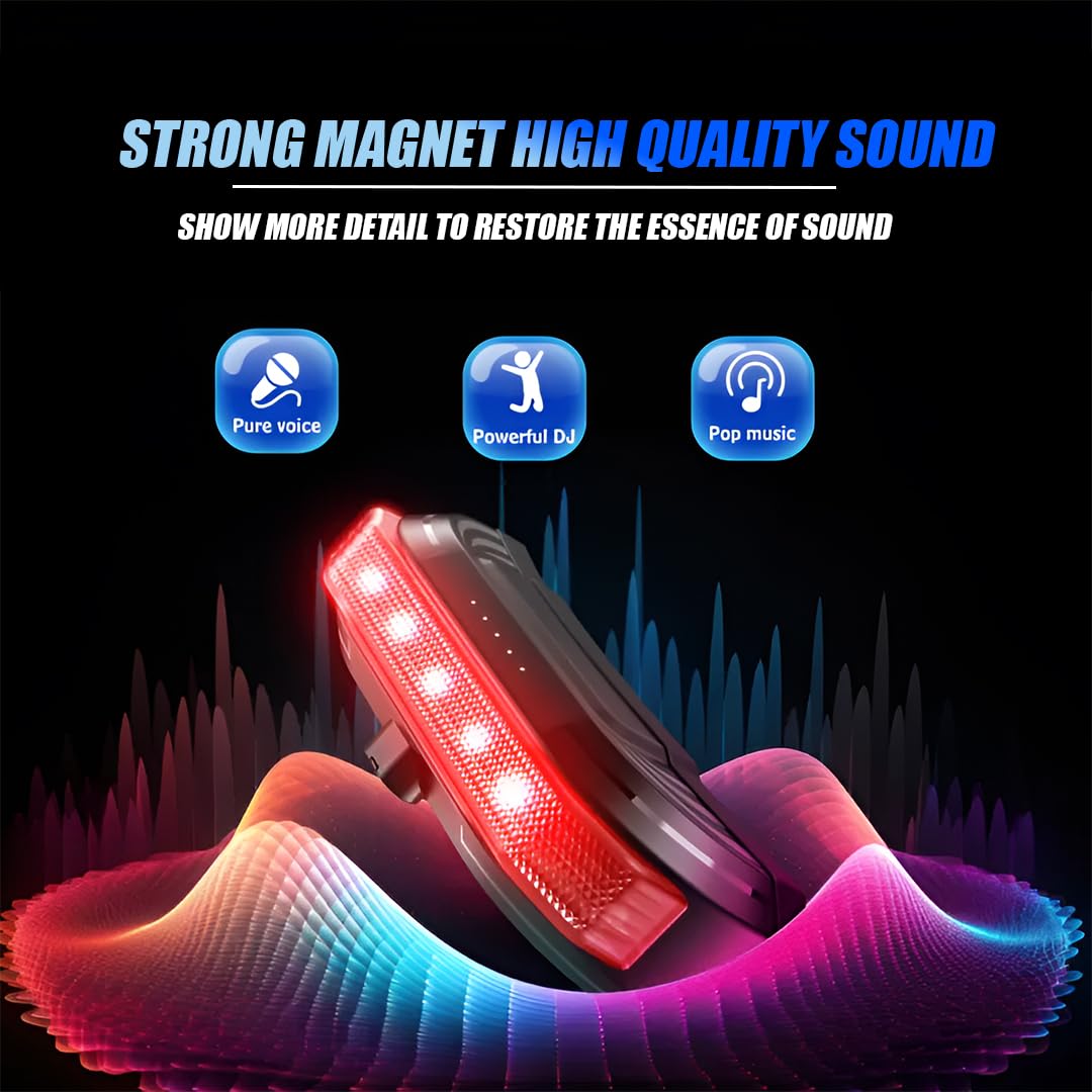MOTO GENIUS BT80 Motorcycle Helmet Bluetooth Headset with LED Warning Light, Magnetic Mount, Bass Speakers, Fast Charging, Waterproof, for All Helmets