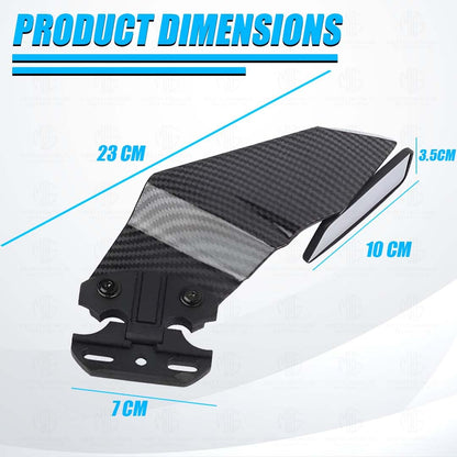 MOTO GENIUS Universal Carbon Fiber H2 Style Aero Wing Rearview Mirrors for Faired Bikes | Adjustable Stealth Design