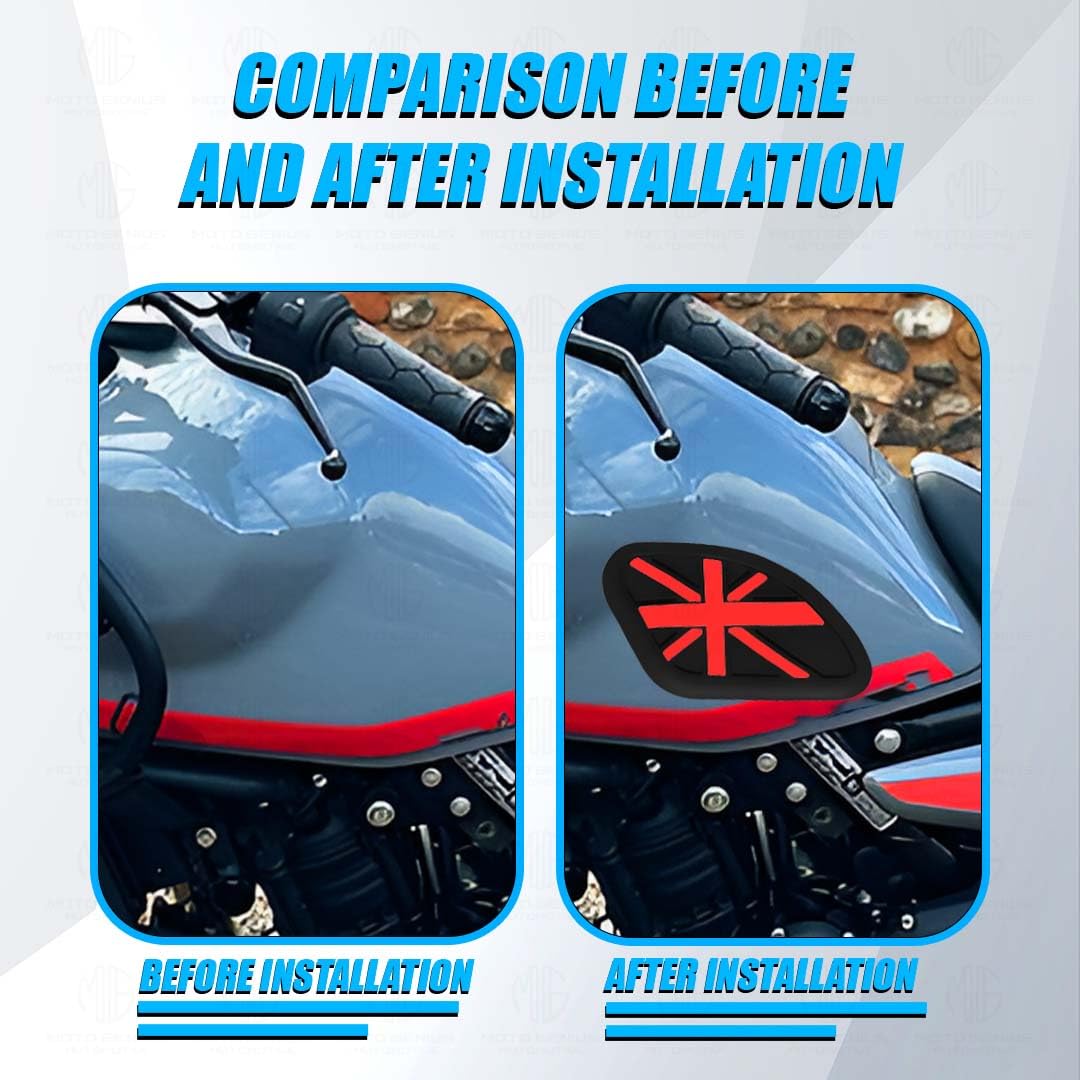 MOTO GENIUS Universal Anti Slip Silicone Tank Pad | Waterproof Motorcycle Sticker for Enhanced Grip and Protection on All Bikes ()