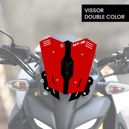 MOTO GENIUS Metal Visor Windscreen Windshield Deflector for MT 15 | Heavy Quality Flyscreen with Mount for Motorbike | Wind Sheld Protector