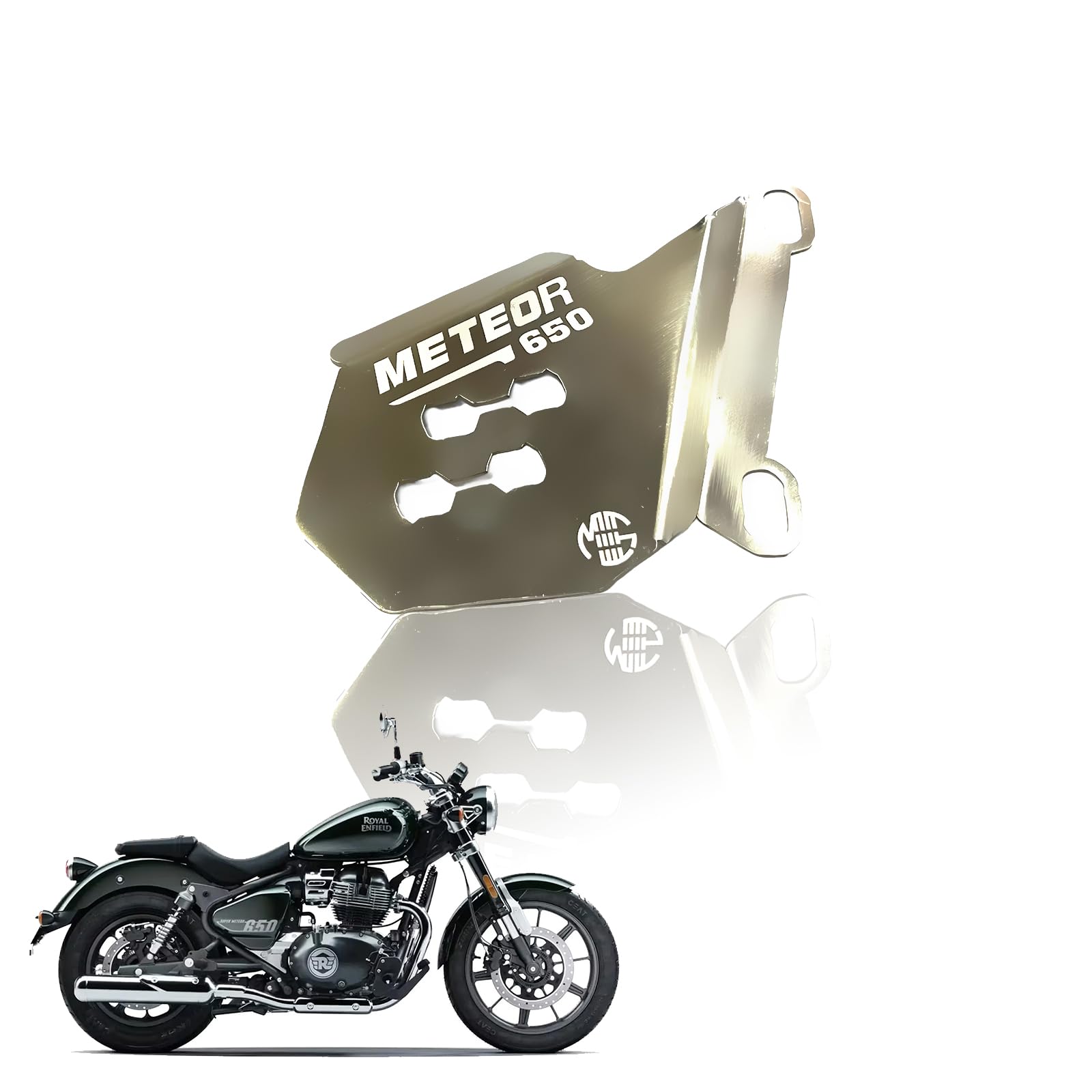 MOTO GENIUS Stainless Steel Front Disc Brake Caliper Guard for RE Super Meteor 650 - Durable Brake Protection & Stylish Upgrade ()