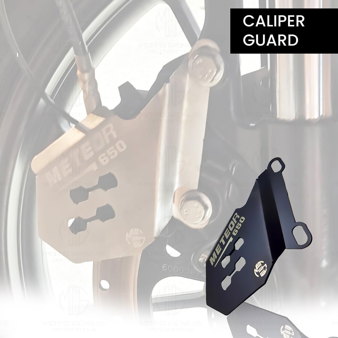 MOTO GENIUS Stainless Steel Front Disc Brake Caliper Guard for RE Super Meteor 650 - Durable Brake Protection & Stylish Upgrade ()