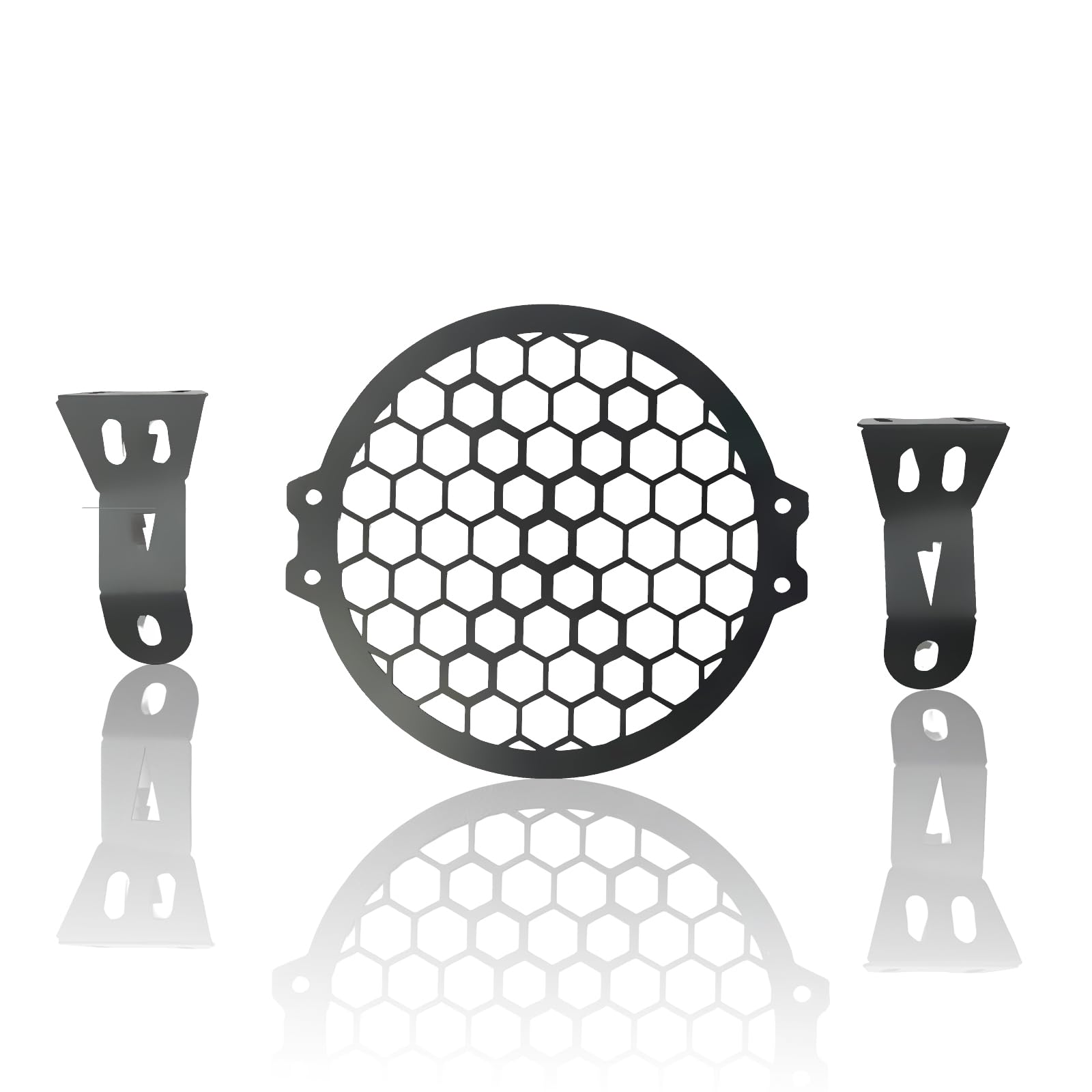 MOTO GENIUS Front Headlight Grill Guard for HUNTER | Durable Metal Protective Head Light Frame Protector (Check Grill)