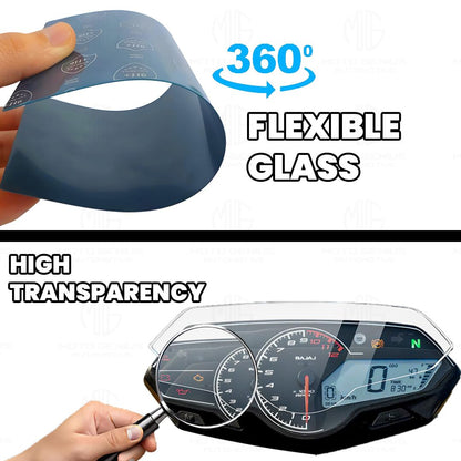 MOTO GENIUS Screen Guard for Pulsar F250 Speedometer | Anti-Scratch and Dust Protection, Clear Tempered Glass Protector