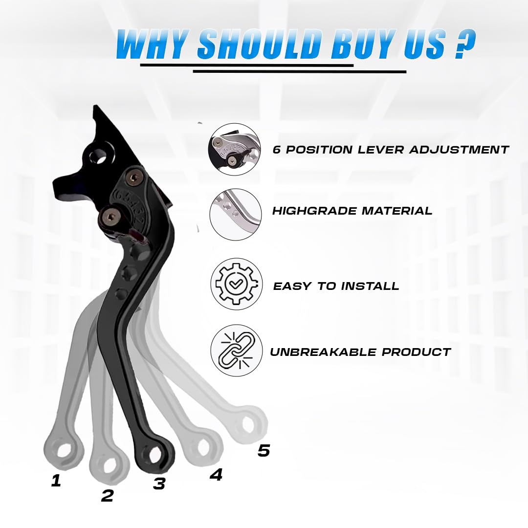 MOTO GENIUS Heavy Duty 6-Position Adjustable Clutch and Brake Lever Set for KTM RC Duke Motorbike | CNC Machined Aluminum | Easy Installation | Ergonomic Motorbike Hand Levers