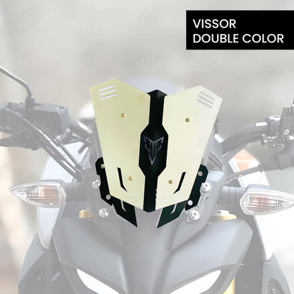 MOTO GENIUS Metal Visor Windscreen Windshield Deflector for MT 15 | Heavy Quality Flyscreen with Mount for Motorbike | Wind Sheld Protector
