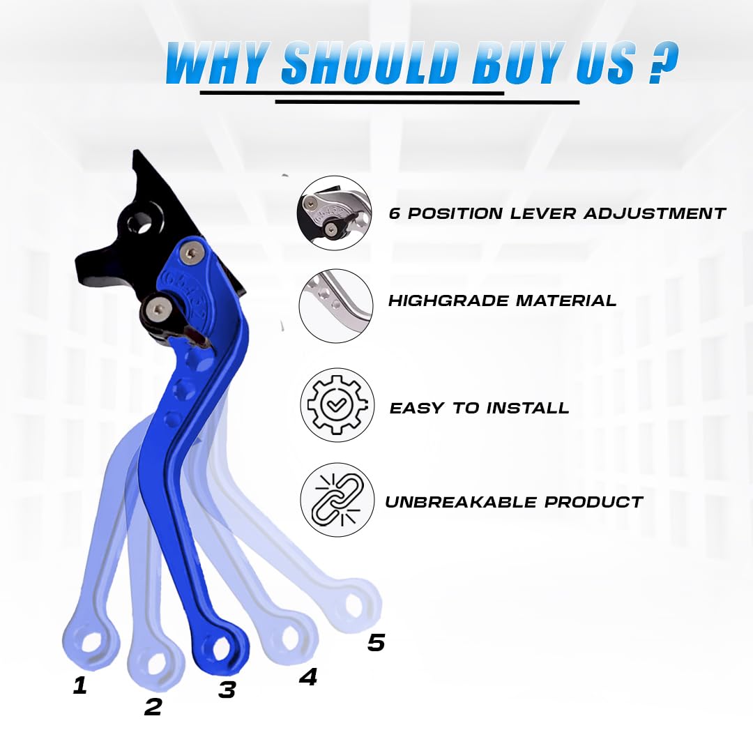 MOTO GENIUS Pulsar NS200 NS160 RS200 Adjustable Clutch & Brake Lever Set | 6-Position CNC Aluminum Bike Levers | Heavy Duty, Ergonomic Motorcycle Hand Levers
